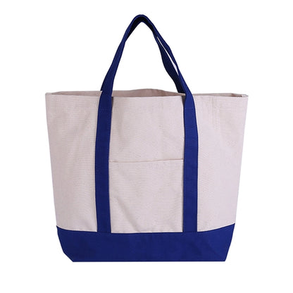 Color Block Canvas Shopping Tote Bag