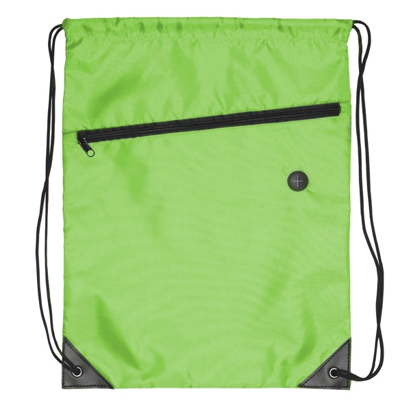 Drawstring Sports Bag With Front Zipper