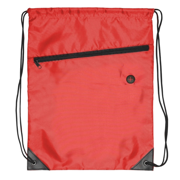Drawstring Sports Bag With Front Zipper