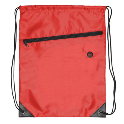 Drawstring Sports Bag With Front Zipper