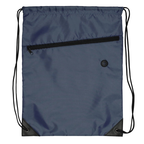 Drawstring Sports Bag With Front Zipper