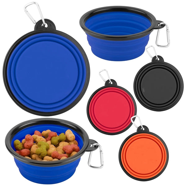 6.3"D Silicone Pet Bowl With Carabiner