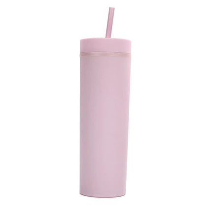 16Oz Colored Skinny Tumblers With Lids And Straws