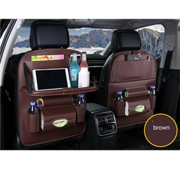 Pu Leather Car Backseat Storage Organizer With Tablet Holder