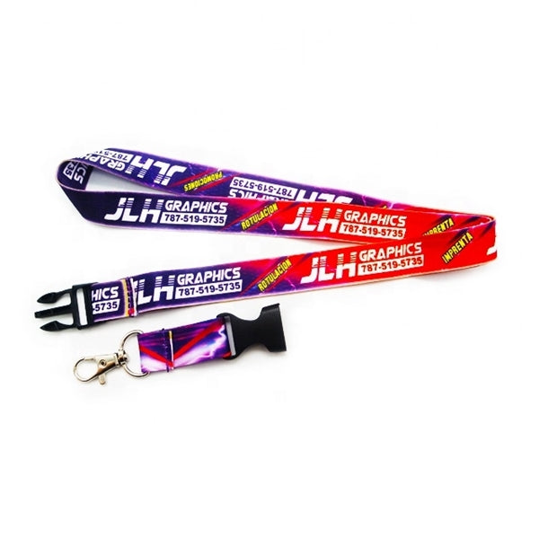 1" Sublimated Lanyard w/ Buckle Release Badge Holder