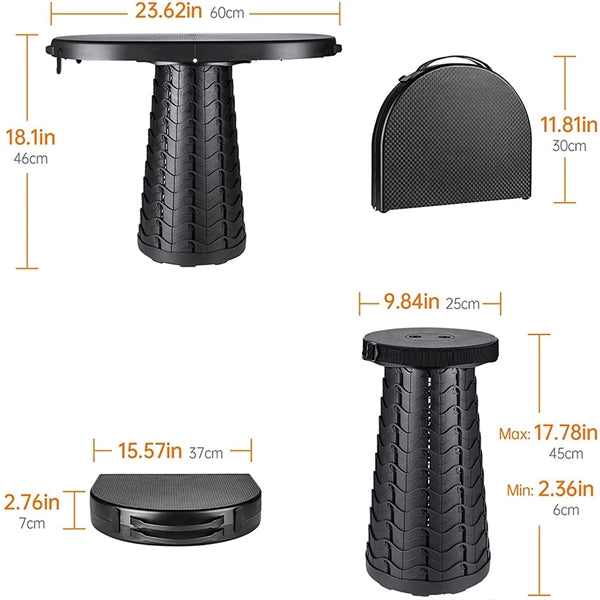 Portable Telescoping Table and Collapsible Stool Set