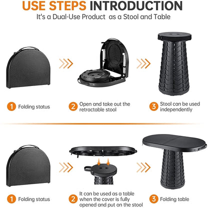 Portable Telescoping Table and Collapsible Stool Set