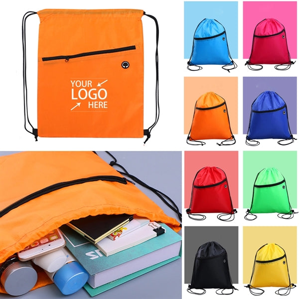 Nylon Drawstring Bag With Zipper