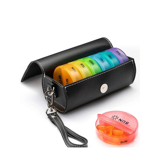 Portable One Week Small Pill Box Leather Bag