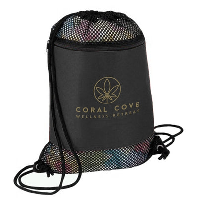 Nylon Mesh Drawstring Gym & Sports Backpack w/ Zipper Pocket