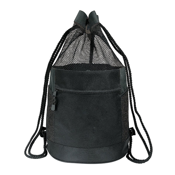 600D Polyester Drawstring Gym & Sports Backpack w/ Pockets