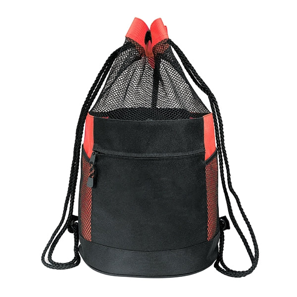 600D Polyester Drawstring Gym & Sports Backpack w/ Pockets