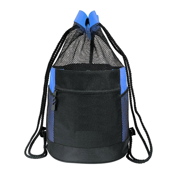 600D Polyester Drawstring Gym & Sports Backpack w/ Pockets