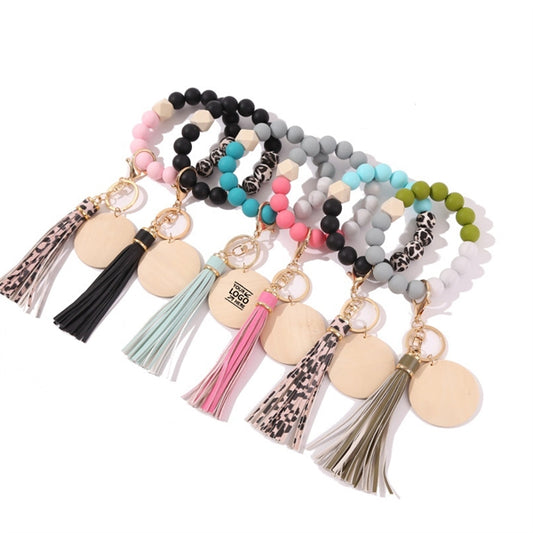 Silicone Bead Bracelet Keychain Charm