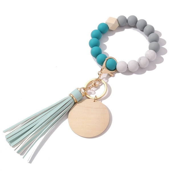Silicone Bead Bracelet Keychain Charm