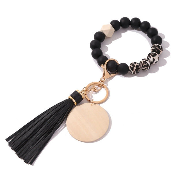 Silicone Bead Bracelet Keychain Charm