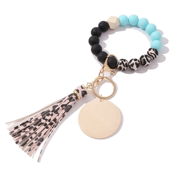 Silicone Bead Bracelet Keychain Charm