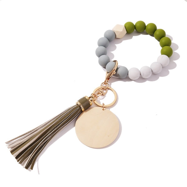 Silicone Bead Bracelet Keychain Charm