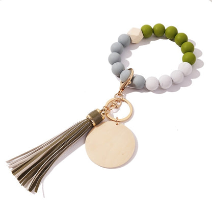 Silicone Bead Bracelet Keychain Charm