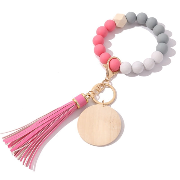 Silicone Bead Bracelet Keychain Charm