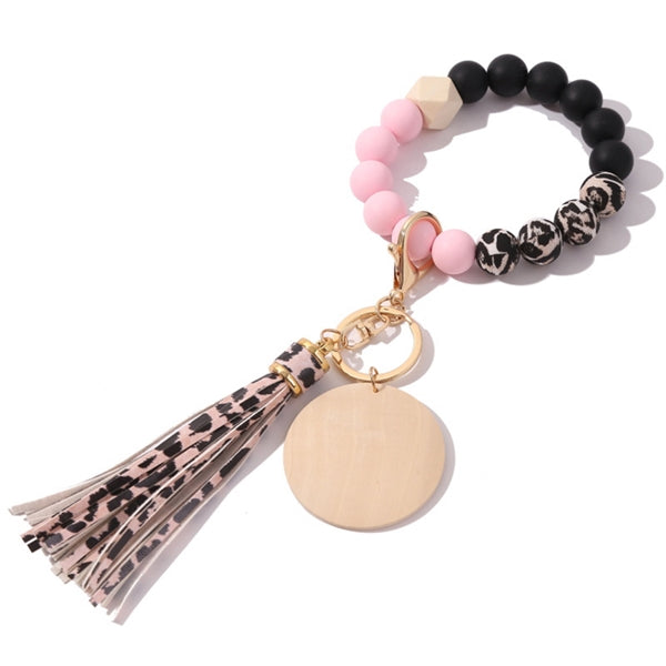 Silicone Bead Bracelet Keychain Charm