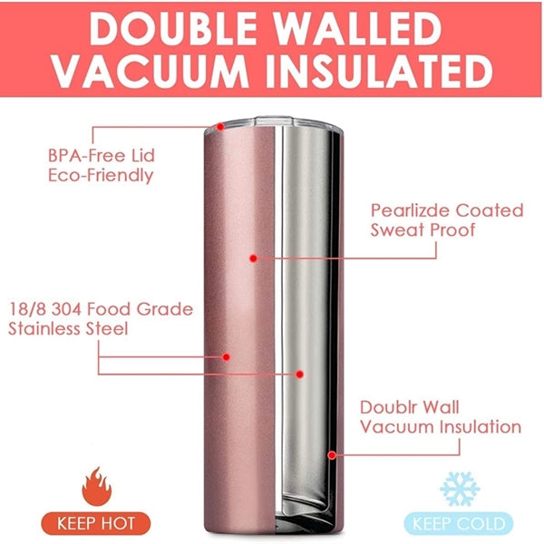 20OZ Skinny Stainless Steel Straw Tumbler Insulation Mug