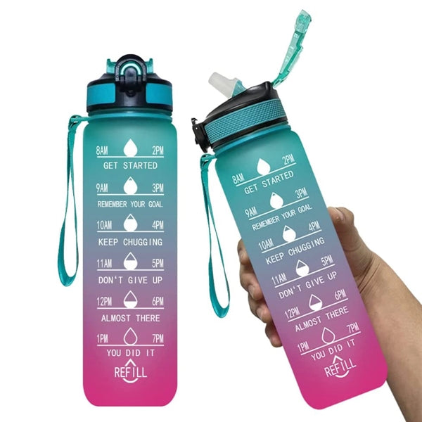Large Capacity Gradient Sports Bottle With Straw