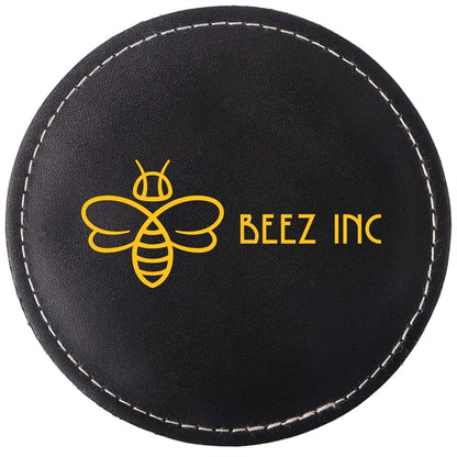 Benson Bonded Leather Round Coaster