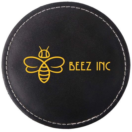Benson Bonded Leather Round Coaster