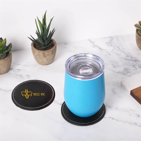 Benson Bonded Leather Round Coaster