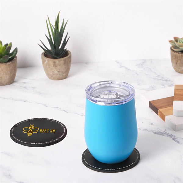 Benson Bonded Leather Round Coaster