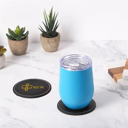 Benson Bonded Leather Round Coaster