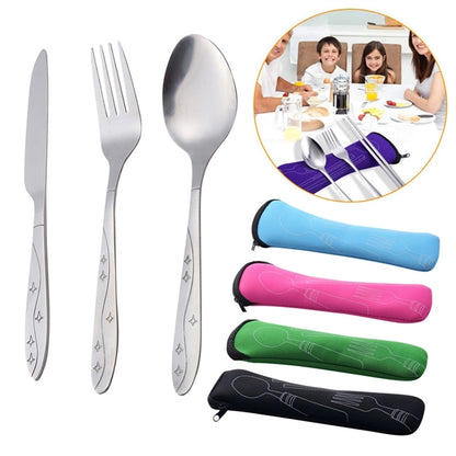 Kitchen 3Pcs Portable Stainless Steel Cutlery Set