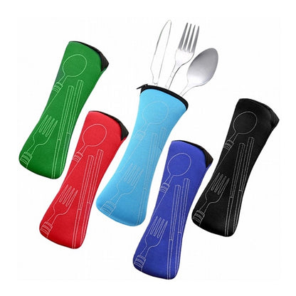 Kitchen 3Pcs Portable Stainless Steel Cutlery Set