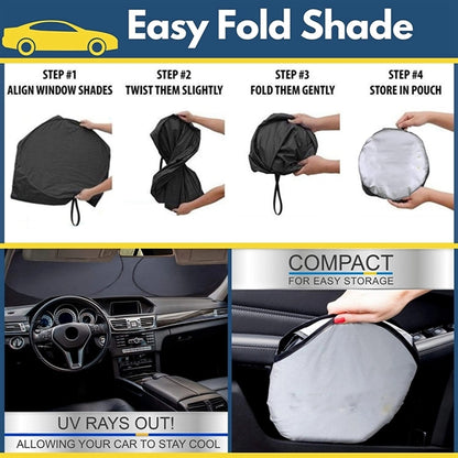 Car Windshield Sun Shade With Storage Pouch