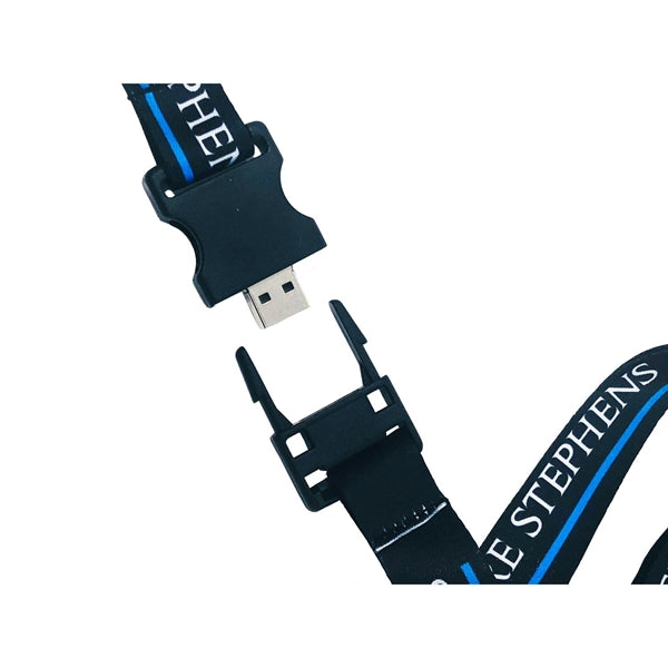 Dye-Sublimated Detachable 3/4" Lanyard w/ USB Flash Drive