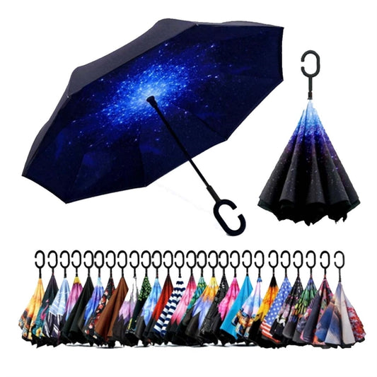 Double Layer Inverted Umbrella With C-Shaped Handle