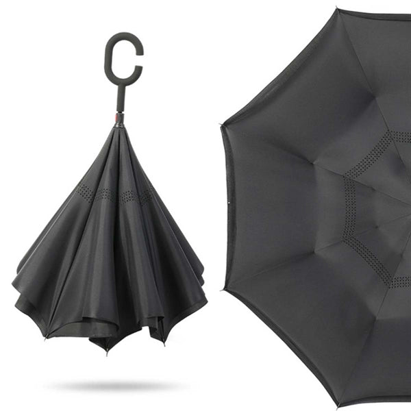 Double Layer Inverted Umbrella With C-Shaped Handle