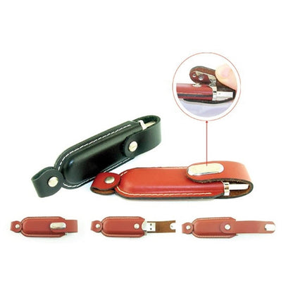 Leather USB Drive with Snap fastener and keyloop