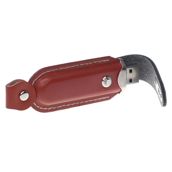 Leather USB Drive with Snap fastener and keyloop