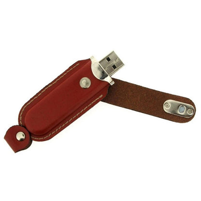 Leather USB Drive with Snap fastener and keyloop