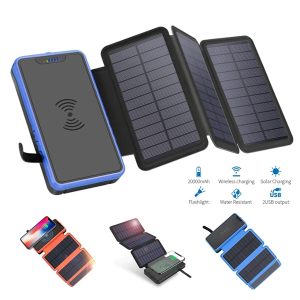 Foldable Solar Powered Wireless Charging Power Bank