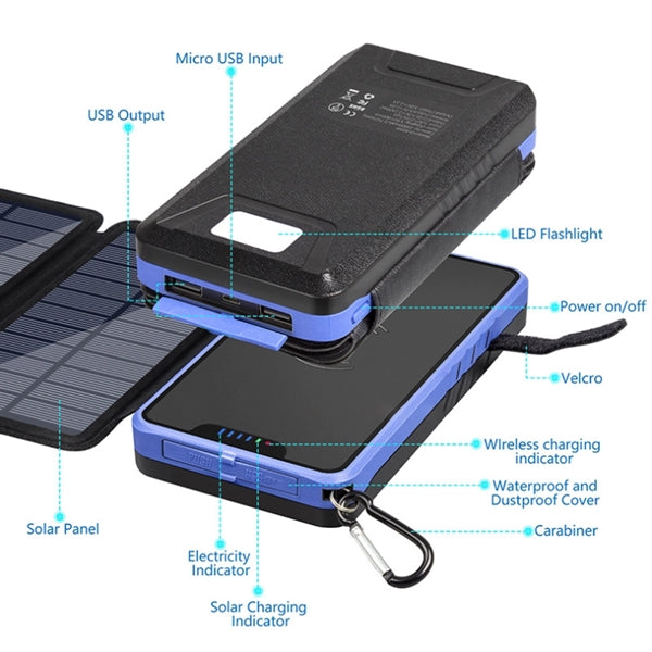 Foldable Solar Powered Wireless Charging Power Bank