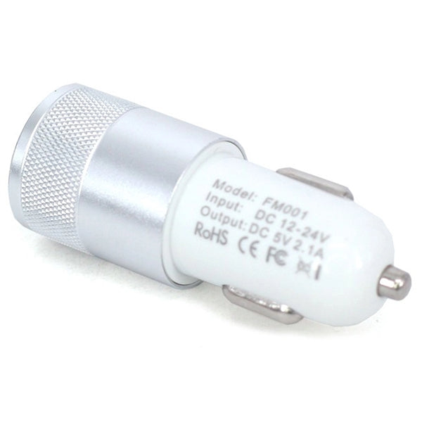 Dual Port 2.1 Amp Car Charger with Aluminum Collar