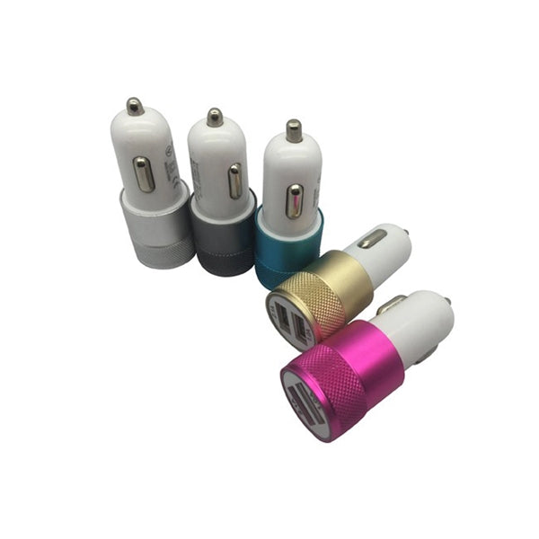 Dual Port 2.1 Amp Car Charger with Aluminum Collar