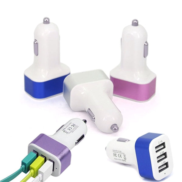 3-port USB car charger 2.1 Amp fast charging cable