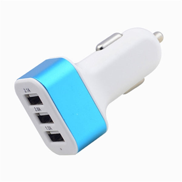 3-port USB car charger 2.1 Amp fast charging cable