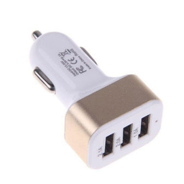 3-port USB car charger 2.1 Amp fast charging cable