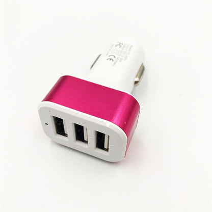 3-port USB car charger 2.1 Amp fast charging cable