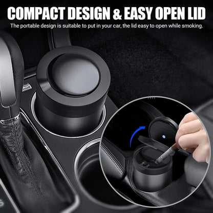 Portable Car Ashtray With Led Blue Light Lid